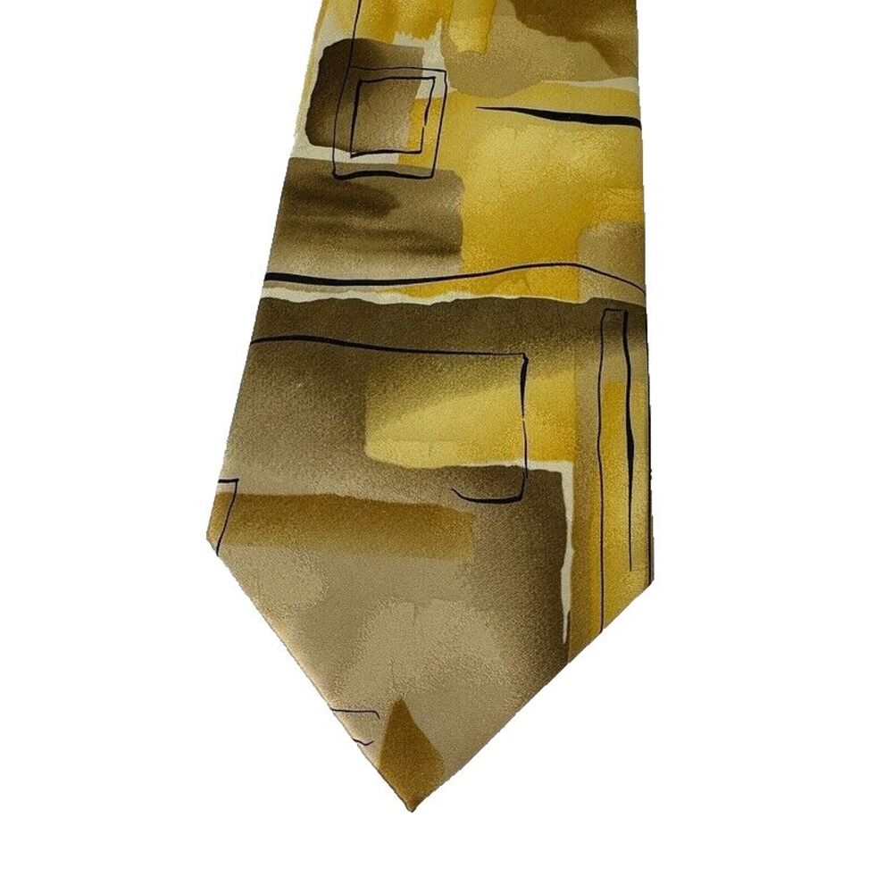 J.Garcia Silk Neck Tie Nude Collection 52 Yellow Geometric Jerry Artist Mens